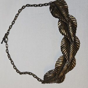 Bronze Tone Leaf Statement Necklace | Nature Inspired